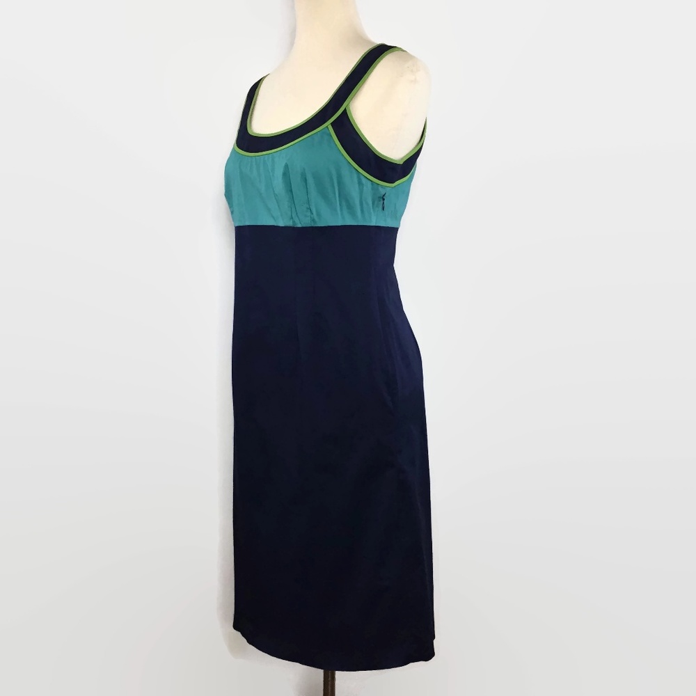 Boden Blue Color Blocked Dress w/Green Trim - Picture 2 of 8
